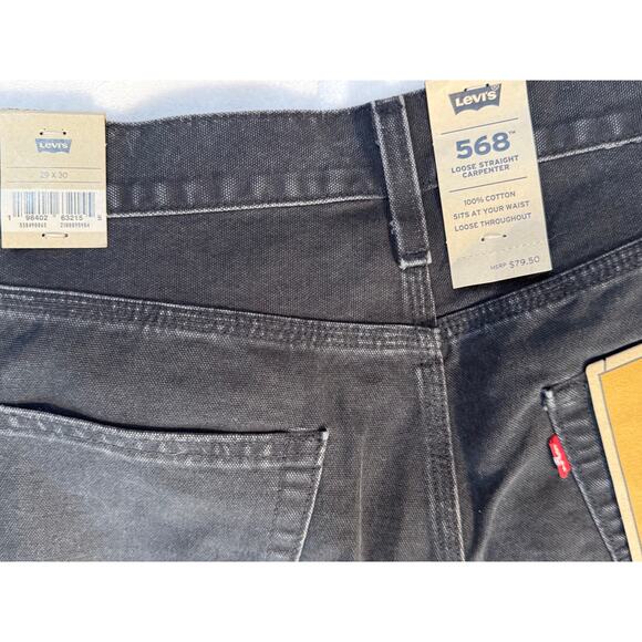 Levis Mens Black Utility Jeans Carpenter Straight Loose 568 Sz 29 x 30 NWT - Picture 6 of 10